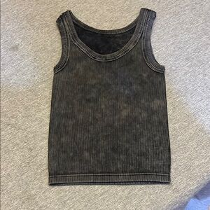 Zenana Outfitters Black Pinstripe Ribbed Tank Top